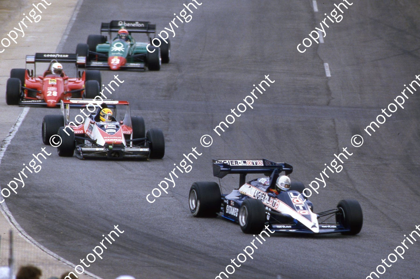 0 group De Cesaris, Senna, Arnoux, Cheever (Courtesy Roger Swan) 456