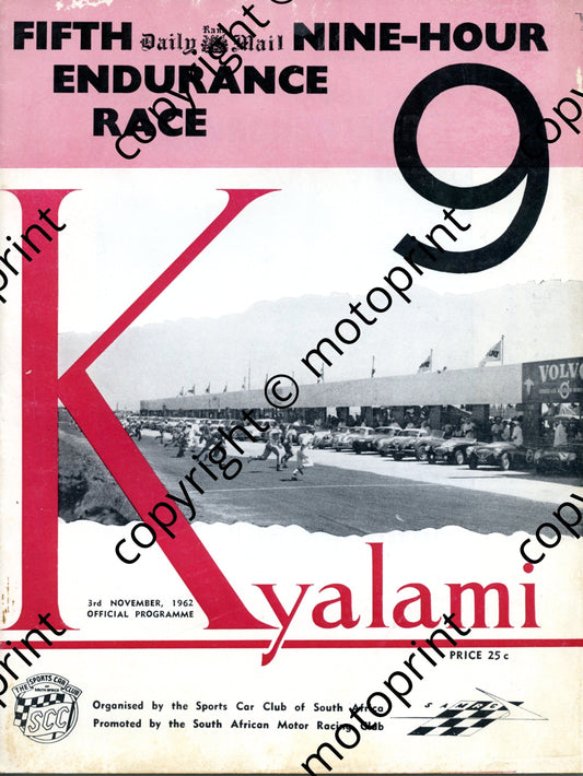 1962 Nine-Hour 001; entry list, car driver descriptions 001