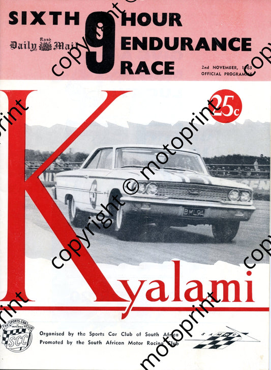 1963 6th Nine Hour 001; entry list