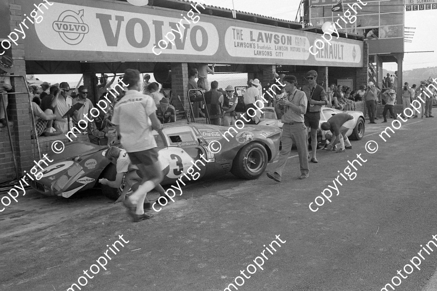 1968 3 Ferrari P3 pit stop David Piper Dick Attwood; note Mirage also in (courtesy Ken Stewart) (1)