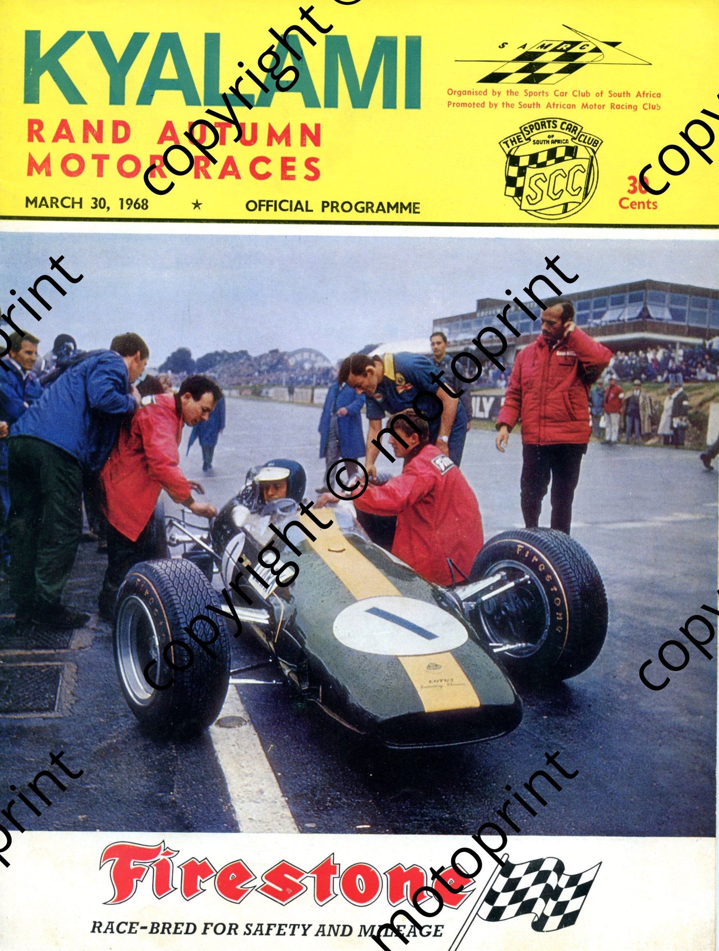 1968 Rand Autumn; entry lists motorcycle, Onyx, FV, SA saloons, SA sports cars, allcomers handicap, pic Lola Serrurier 001