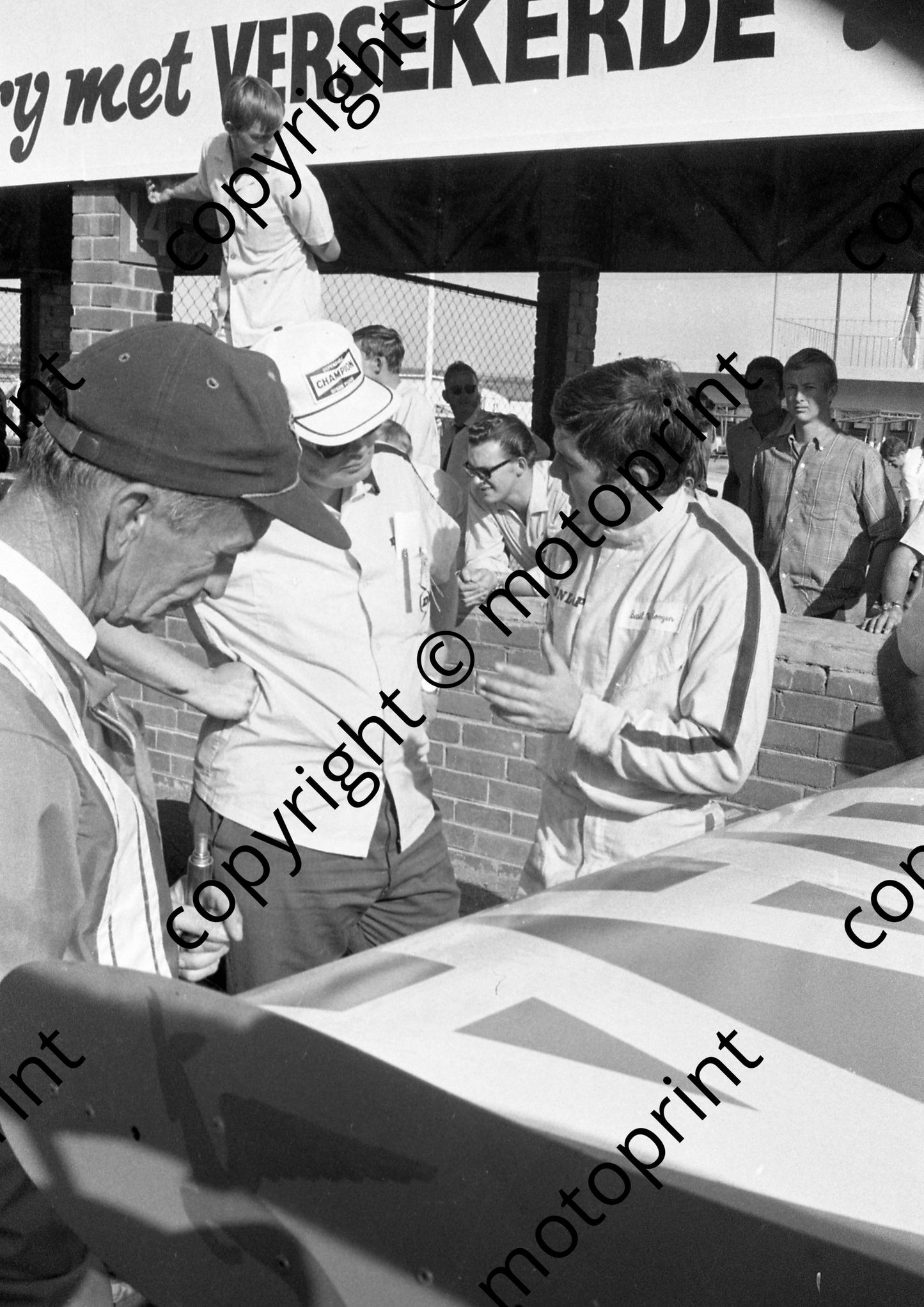 1969 SA GP Basil van Rooyen, Percy Trehair, Champion spark plug man (courtesy Ken Stewart) left 073