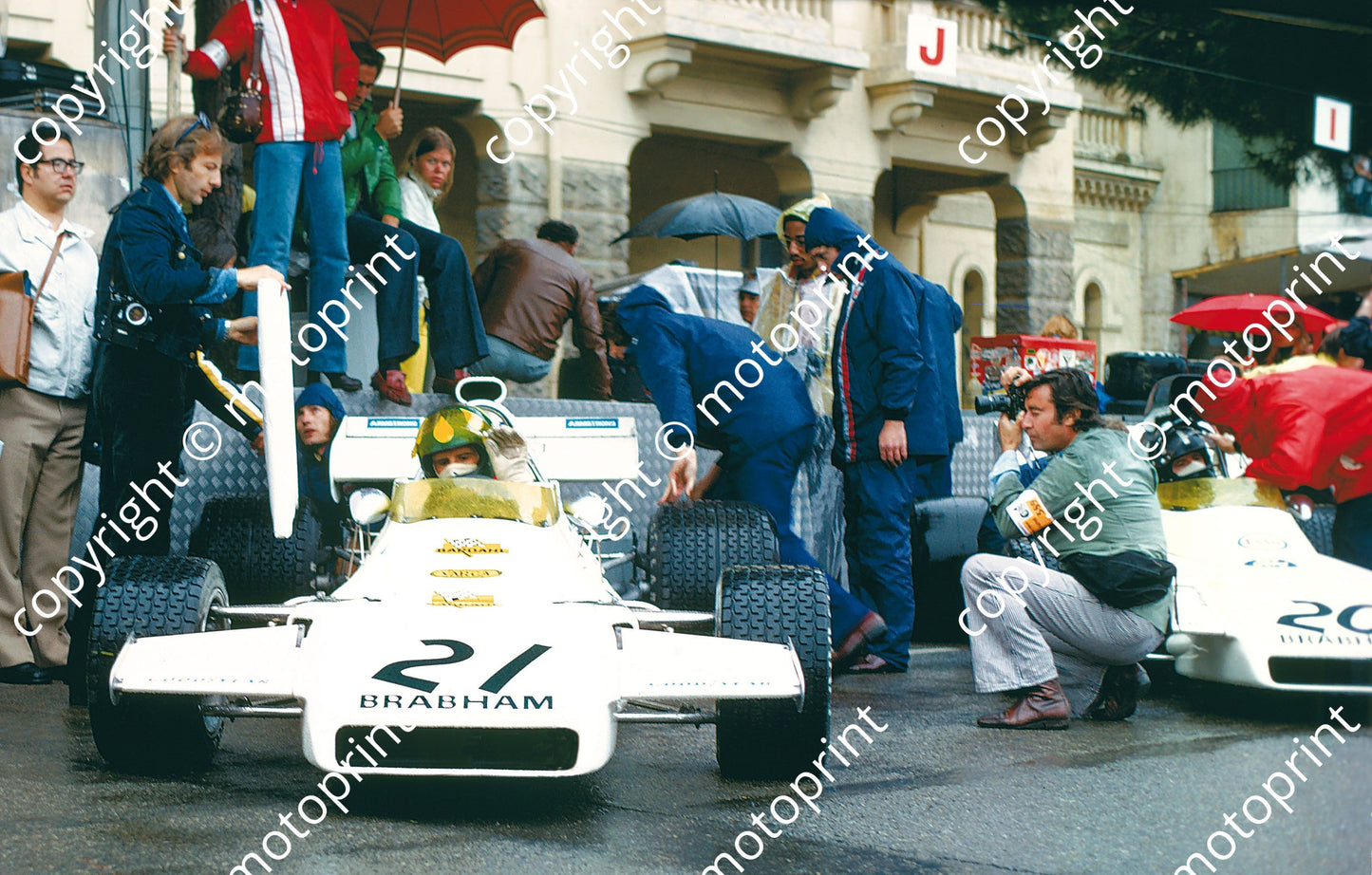 1972 Monaco GP 21 Wilson Fittipaldi BT33, 20 Graham Hill BT37