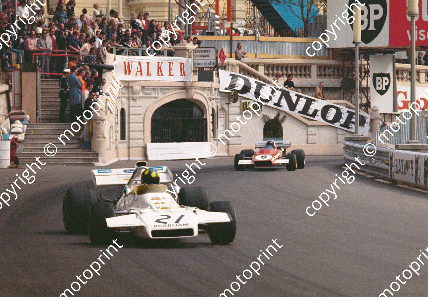 1972 Monaco GP Wilson Fittipald Brabham BT33, Jackie Ickx Ferrari