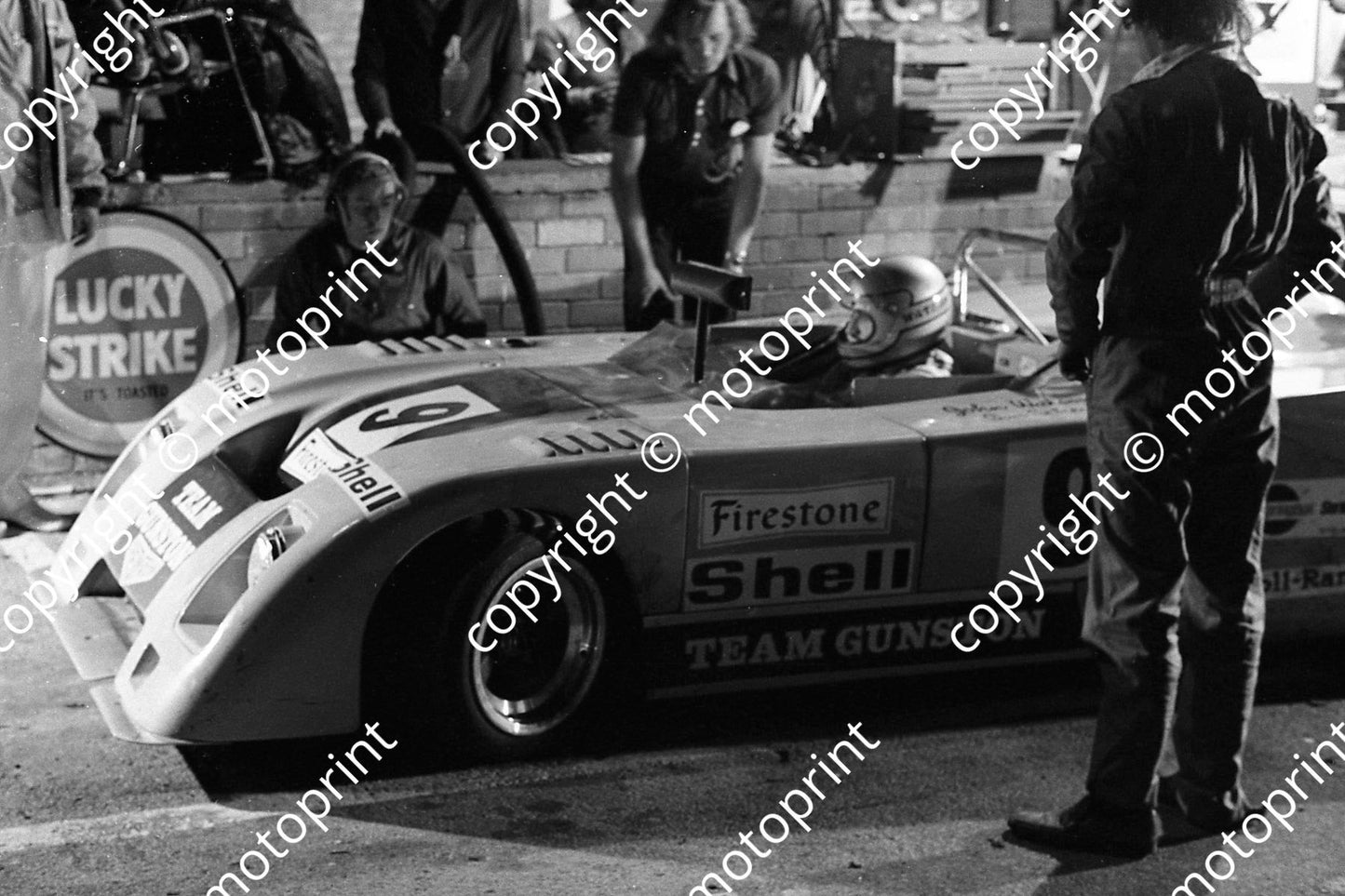 1973 9 hr 9 Chevron B26 J Watson night pits (permission Roger Swan)