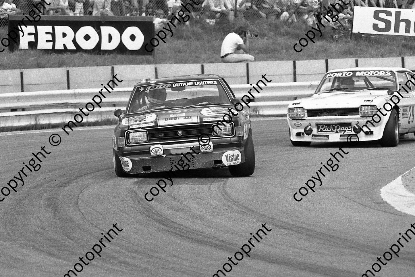 1974 6 hr 30 Cortina V6 Lavoipierre R van Rooyen 29 Capri Perana Critchfield Flowers WEC round (permission Roger Swan) (303)