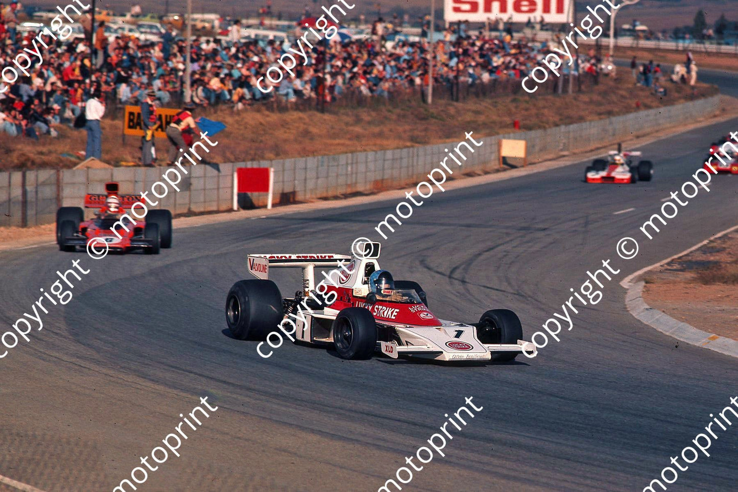 1974 Kya SS 1 Charlton McL M23 6 P Driver Lotus 72 7 M Domingo BT33 (permission Malcolm Sampson Motorsport Photography) 197