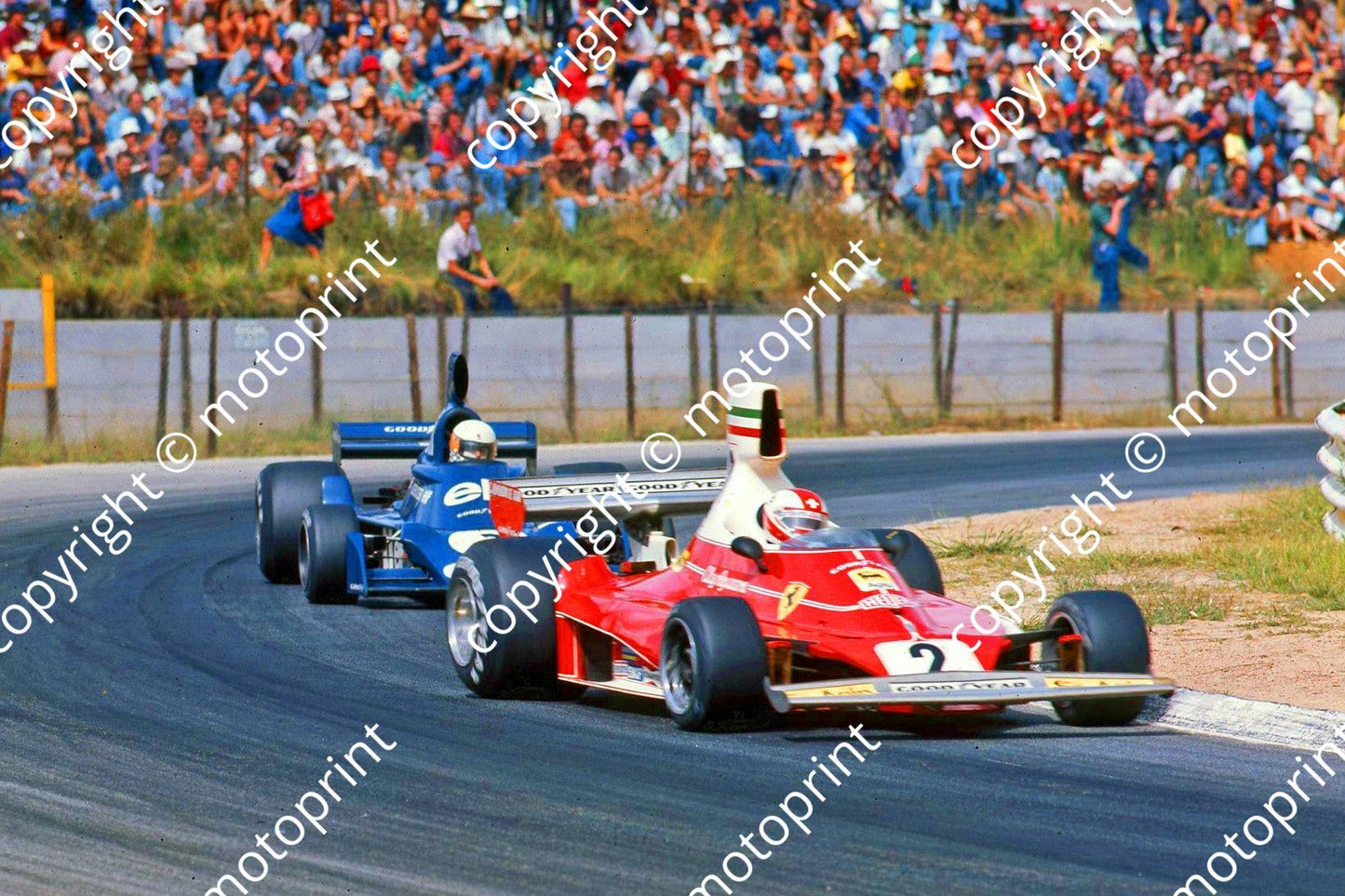 1976 SA GP 2 Regazzoni Ferrari 312T-022 3 J Scheckter Tyrrell (Malcolm Sampson Motorsport Photography) 145