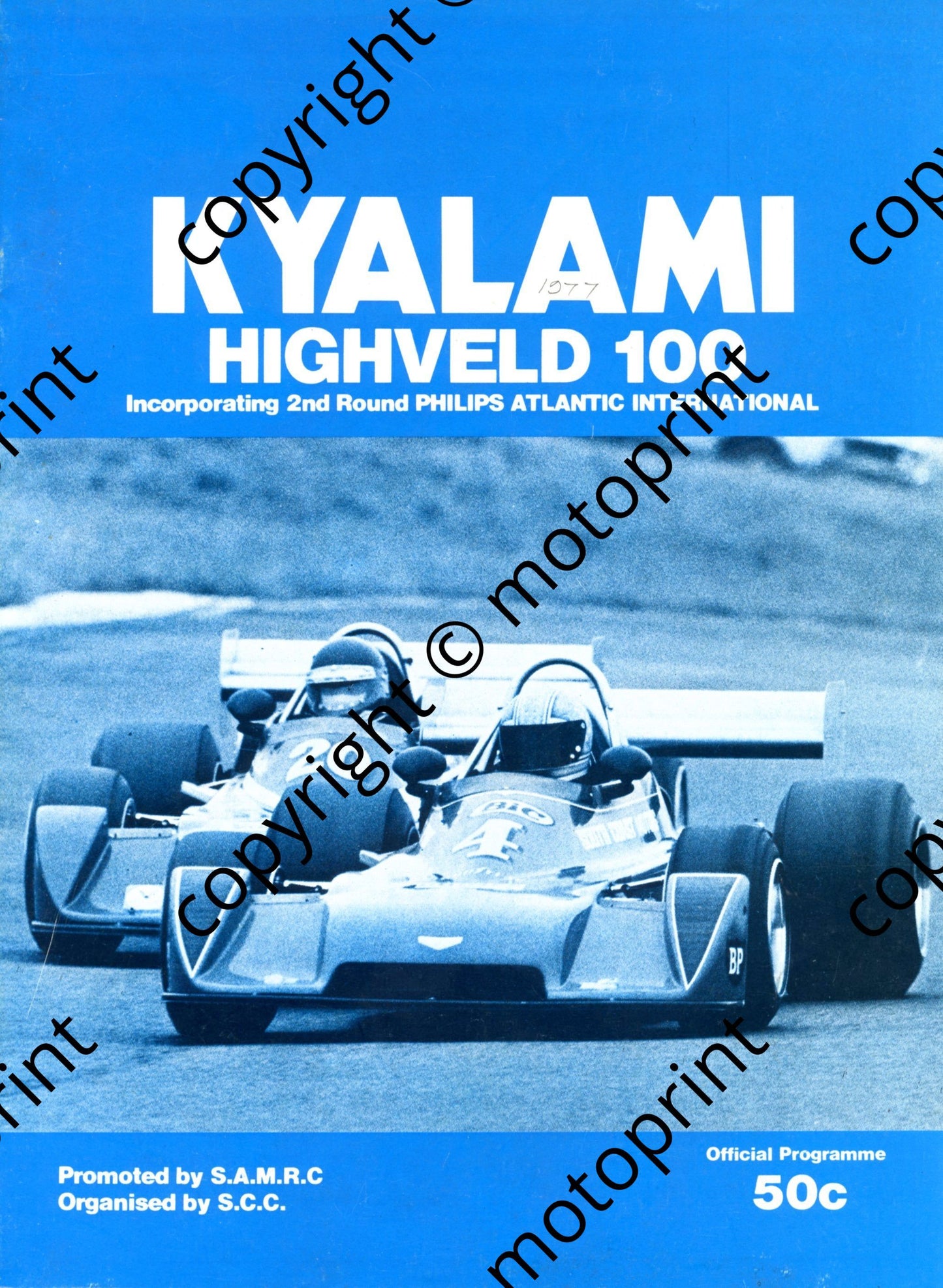 1977 Highveld 100; FA intnl pics, Uniewinkels ad, clubmans, motorcycles, FV, FF, FA, std prod, mod prod, historic 001