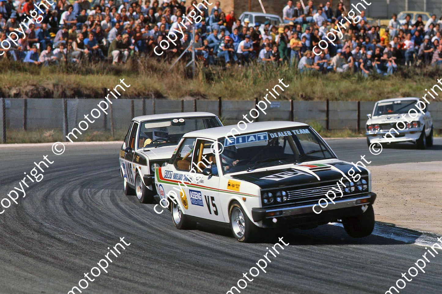 1978 Gp 1 Kya Fiat 131 T Viana, Pop Diederichs Fiats NOTE Mazda background Charlton (permission Malcolm Sampson Motorsport Photography) 083