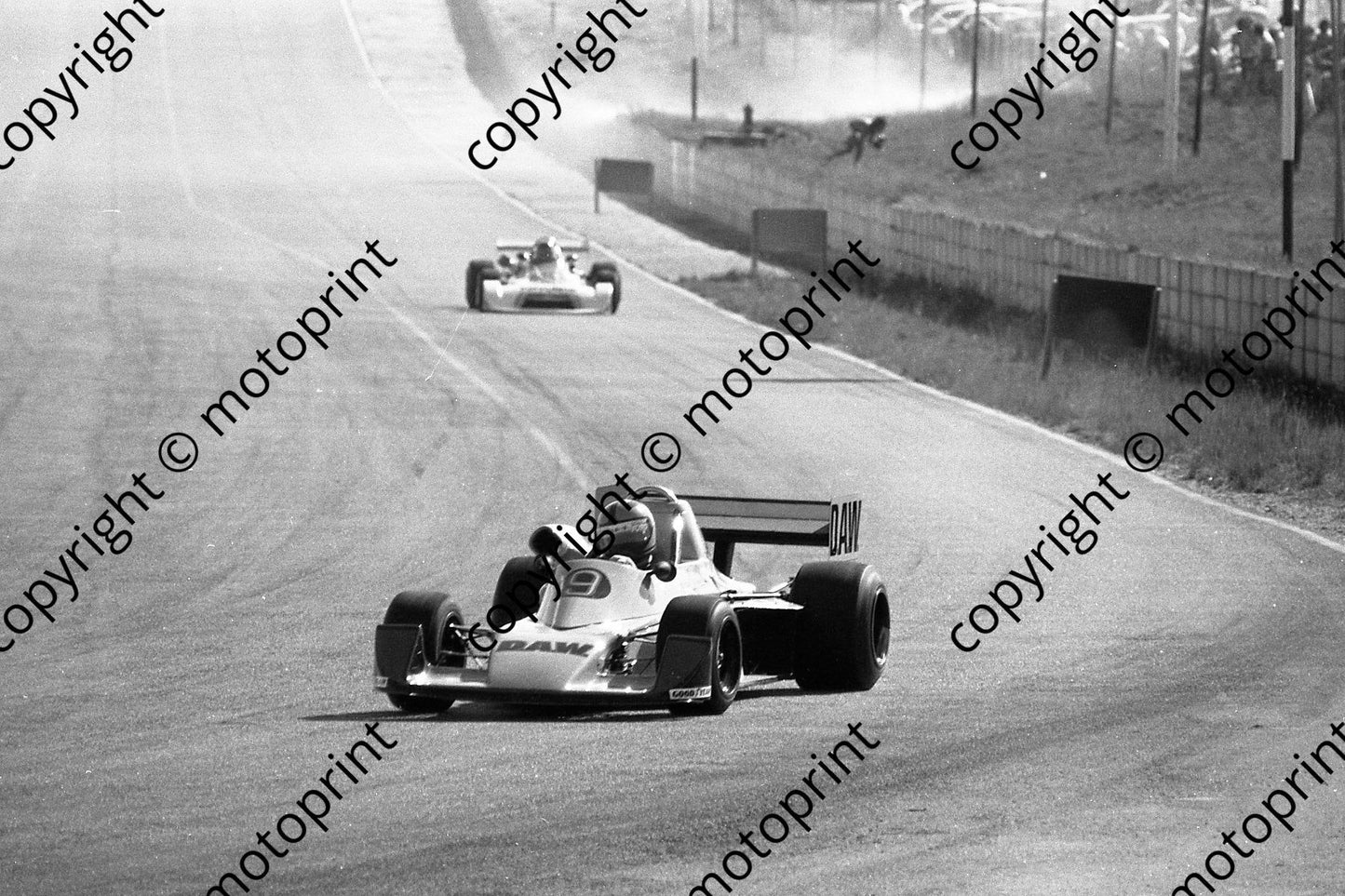 1979 FA Kya 9 B Tilanus Wheatcroft NOTE TRACKSIDE FIRE (courtesy Malcolm Sampson Motor Sport Photography)