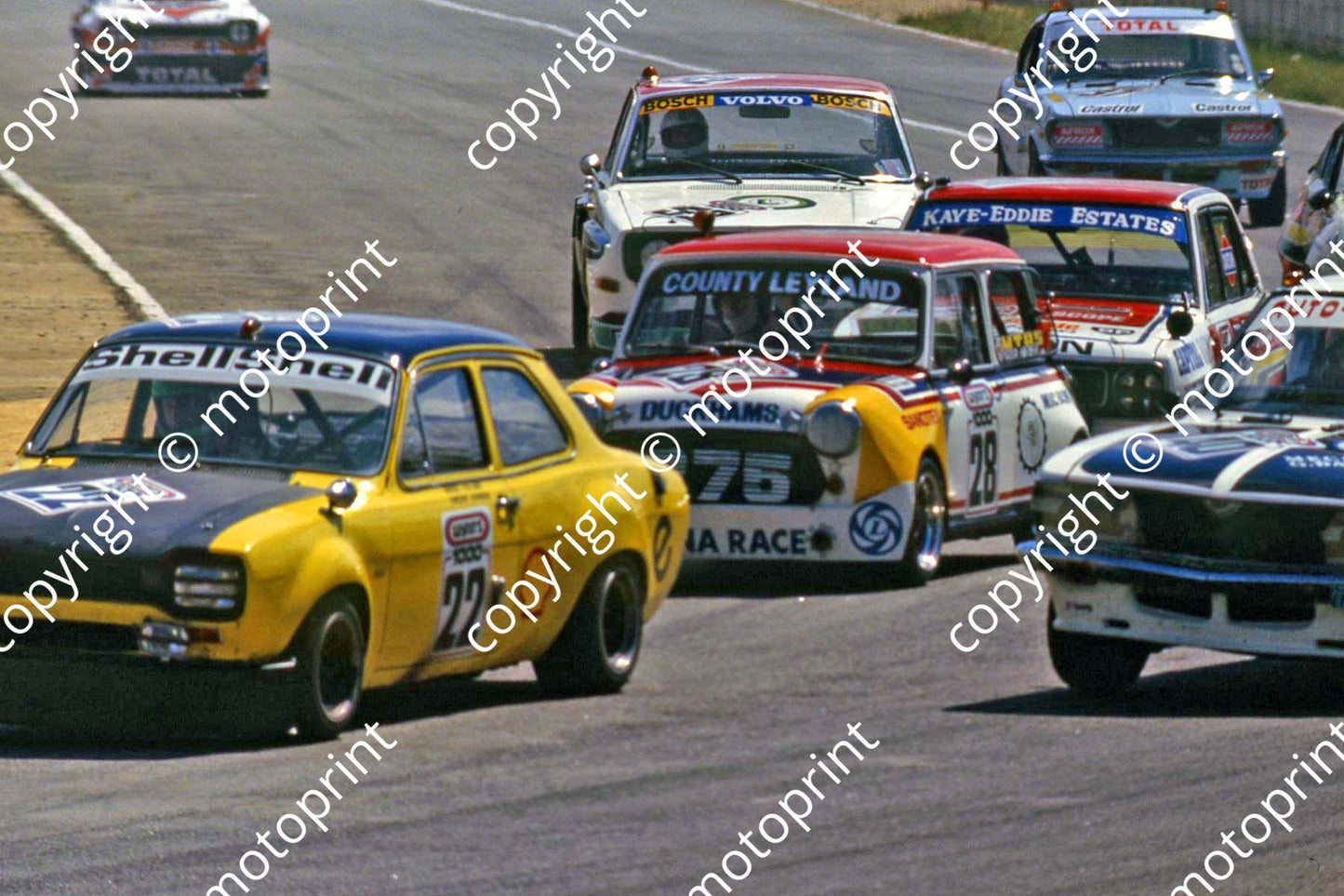 1979 Wynns 22 Escort GT Derick Collins Vincent Harman 28 Cooper S Giovannoni McKie Thompson_ 52 Volvo Hans Kruger Buck Nel (courtesy Roger Swan)