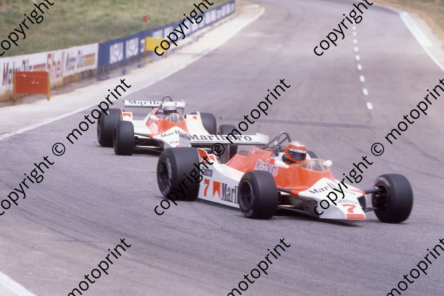 1980 SA GP 7 John Watson, 8 Alain Prost McLaren M29Bs (permission Malcolm Sampson Motorsport Photography) 284