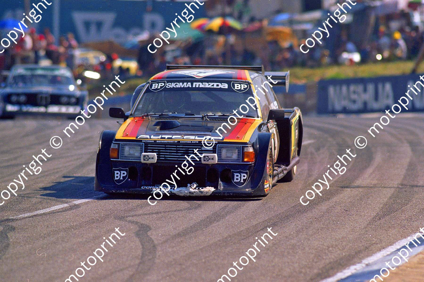 1981 9 hr 14 Mazda 323 Shearsby vd Linde Santana (courtesy Malcolm Sampson Motorsport Photography)