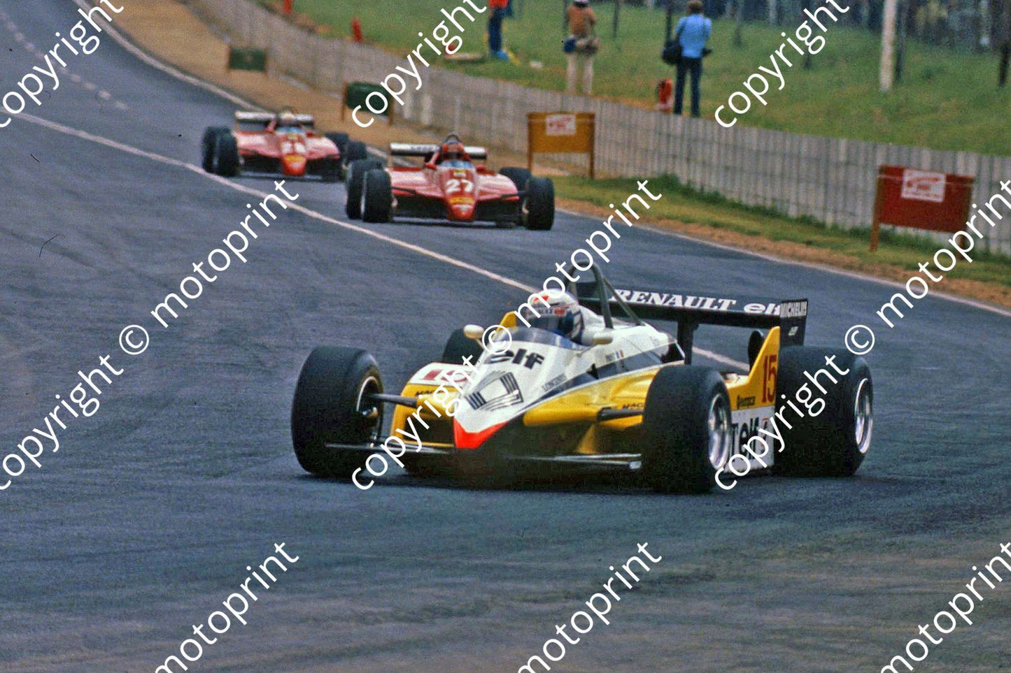 1982 SA GP 15 Alain Prost Renault RE30B 27 Villeneuve 28 Pironi Ferrari 126C2s (thanks Roger Swan)