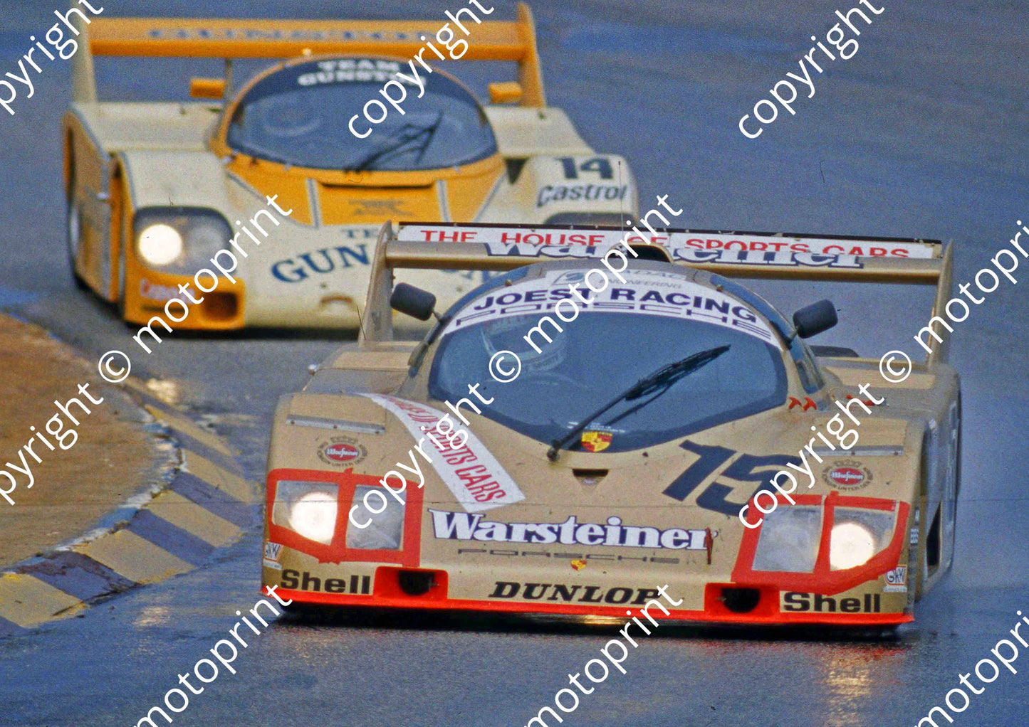 1983 Castrol 1000 15 Siggi Brun Leopold van Bayern Klaus Grogor Porsche 936 14 Palmer Lammers Porsche 956 scanned 20x30cm size (courtesy Roger Swan)