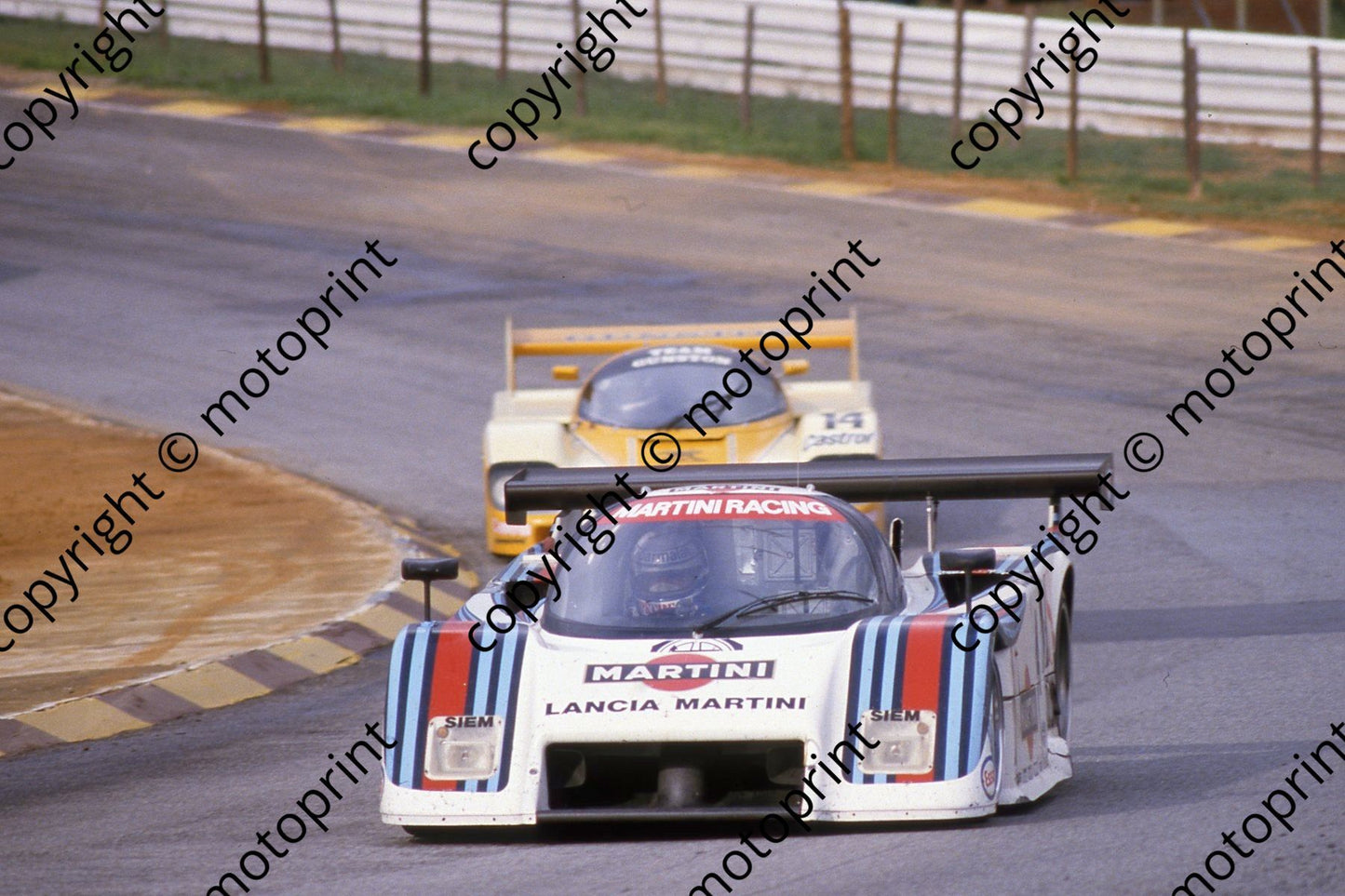 1983 Castrol 1000 4 Patrese Nannini Lancia LC2 14 Palmer Lammers Porsche 956 (courtesy Roger Swan) 559