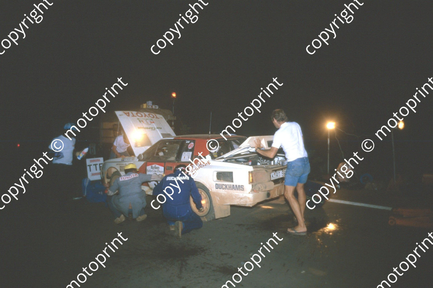 1983 Ivory Coast 3 Bjorn Waldegard, Hans Thorszelius Toyota Celica night service (courtesy Roger Swan) (7)