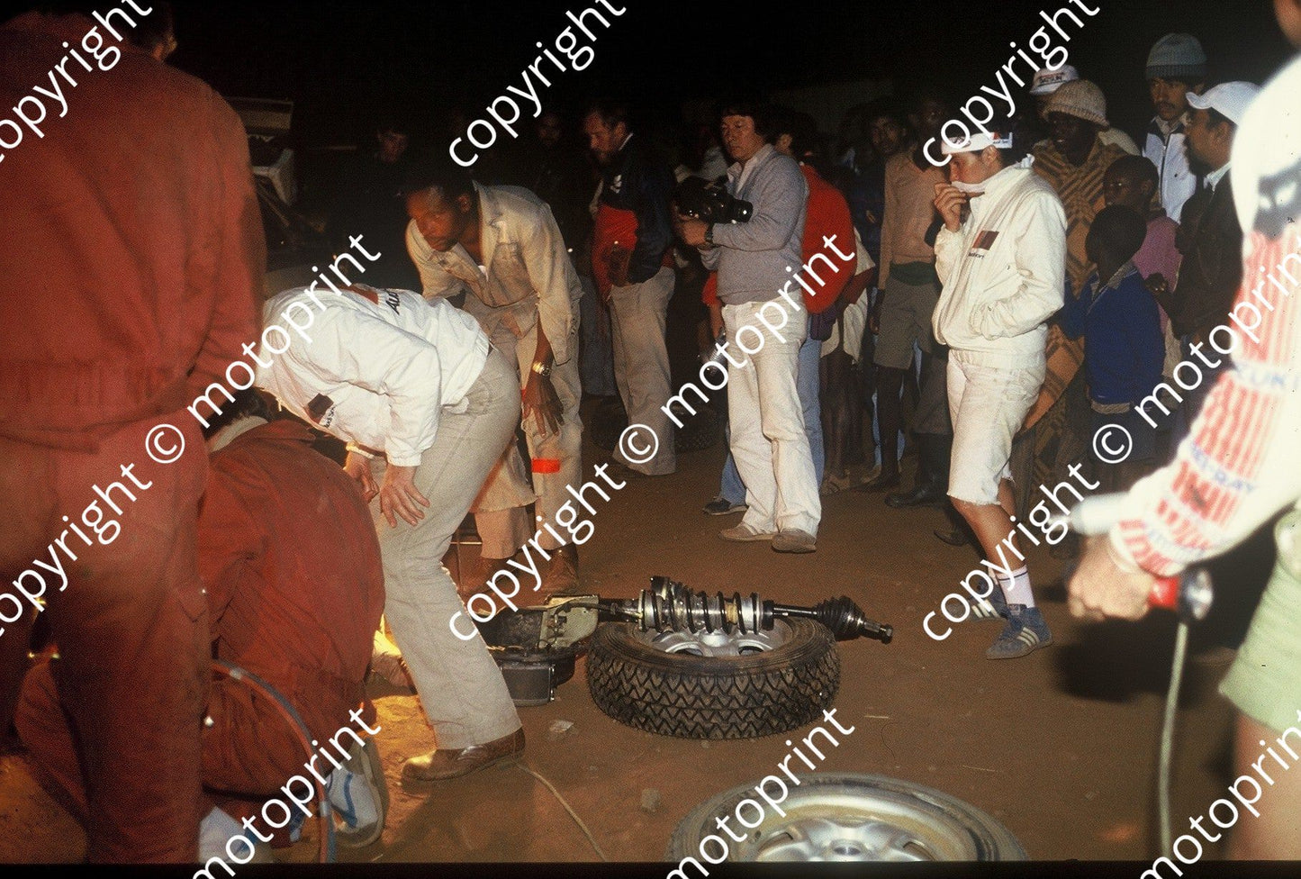 1983 Safari 1 Michele Mouton, Fabrizia Pons Audi Quattro A1 night service (courtesy Roger Swan) (27)