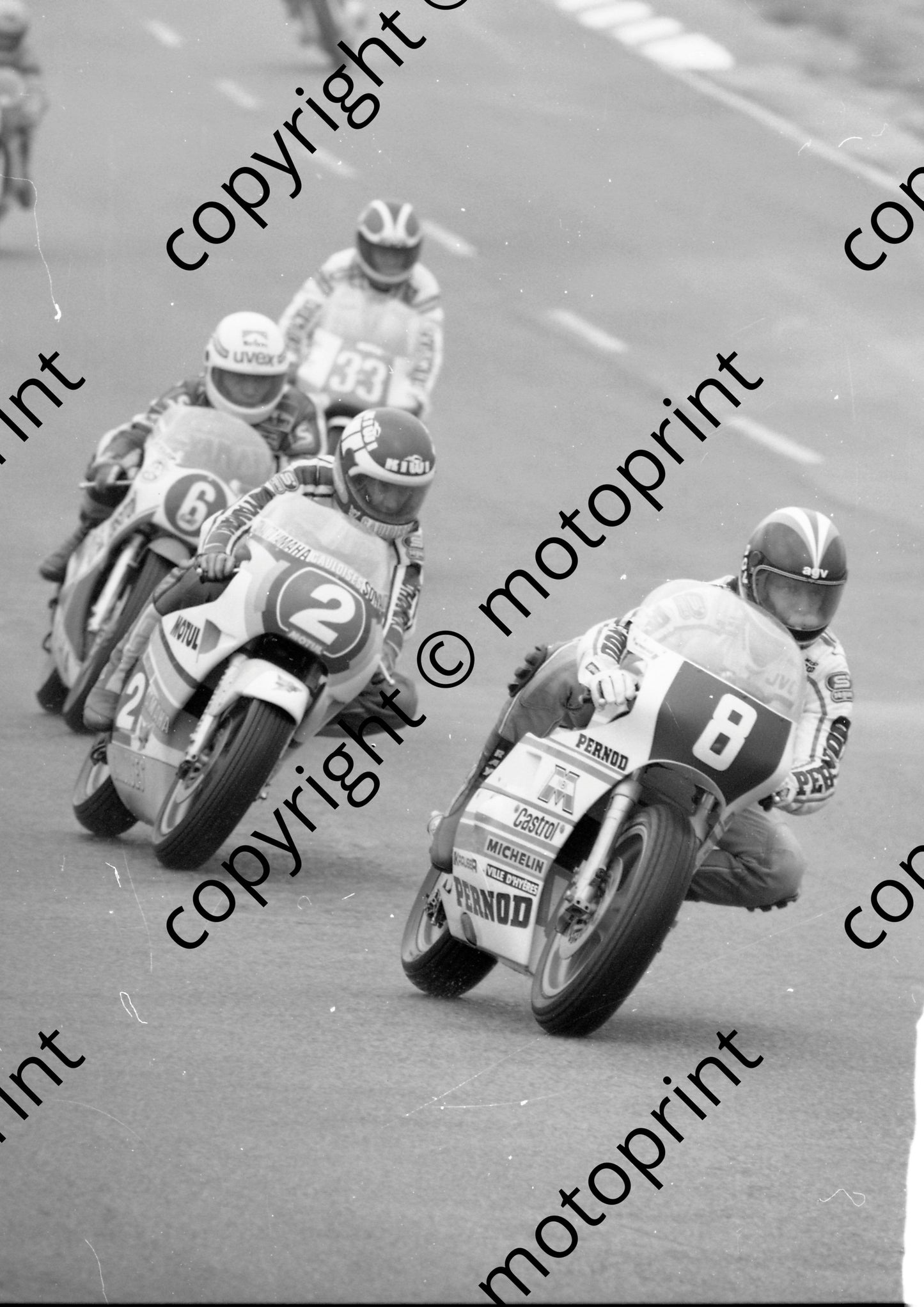 1984 SA GP 250 8 Jacques Bolle Pernod 2 Christian Sarron Yamaha 6 Martin Wimmer Yamaha (Colin Watling Photographic) (133)