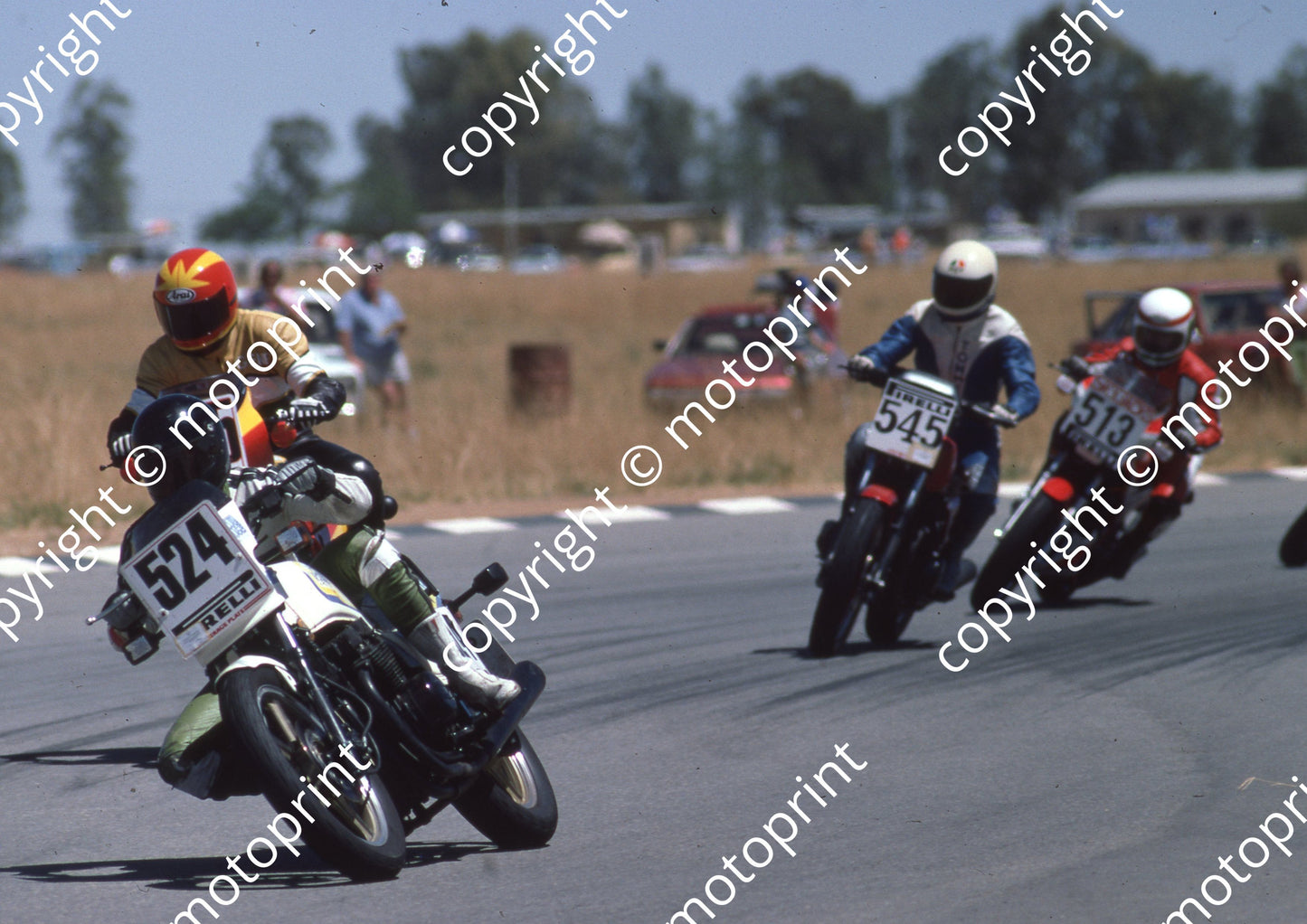 1984 Welkom MC 524 John Zacharioudakis Kawasaki; part obscured 535 Eugene van Aswegen Yamaha, 545 Tommy Jooste Kawa(Watling Photographic) (6)