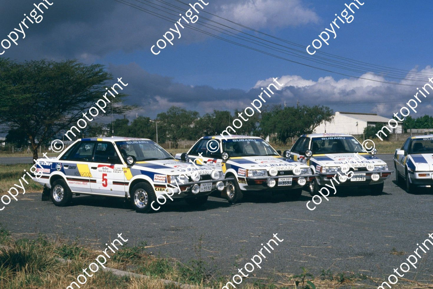 1986 Safari Subaru team line up (courtesy Roger Swan) (308)