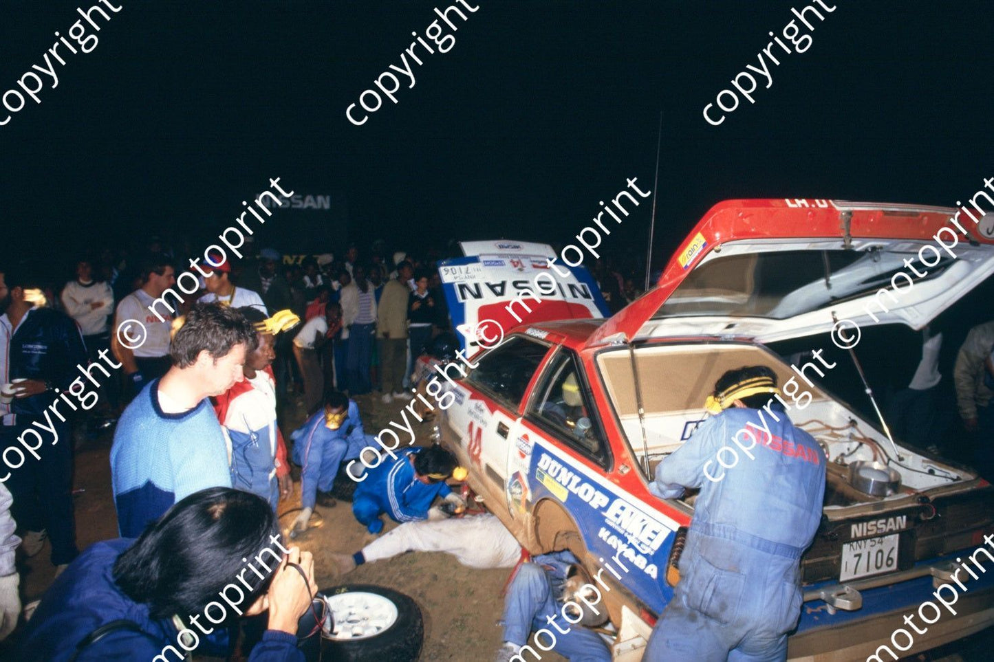 1987 Safari 14 Andrea Zanussi, Paolo Amati Nissan 200SX night(RSwan)