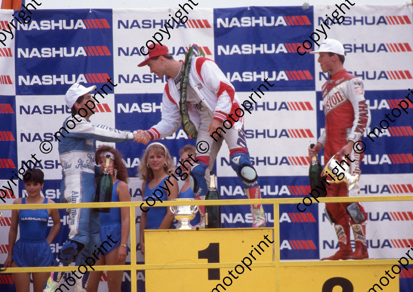 1991 Kya Nashua 250 GP podium 3rd Mike Wilson 1st Franki Chili 2nd Martin Paetzold (Watlin