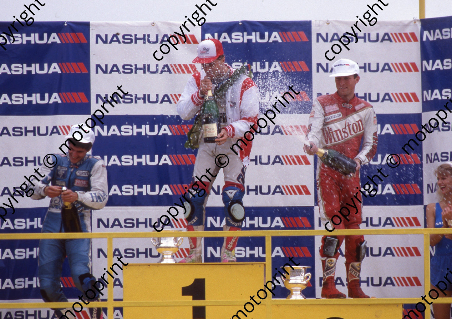 1991 Kya Nashua 250 GP podium 3rd Mike Wilson 1st Franki Chili 2nd Martin Paetzold (Watling) (1)