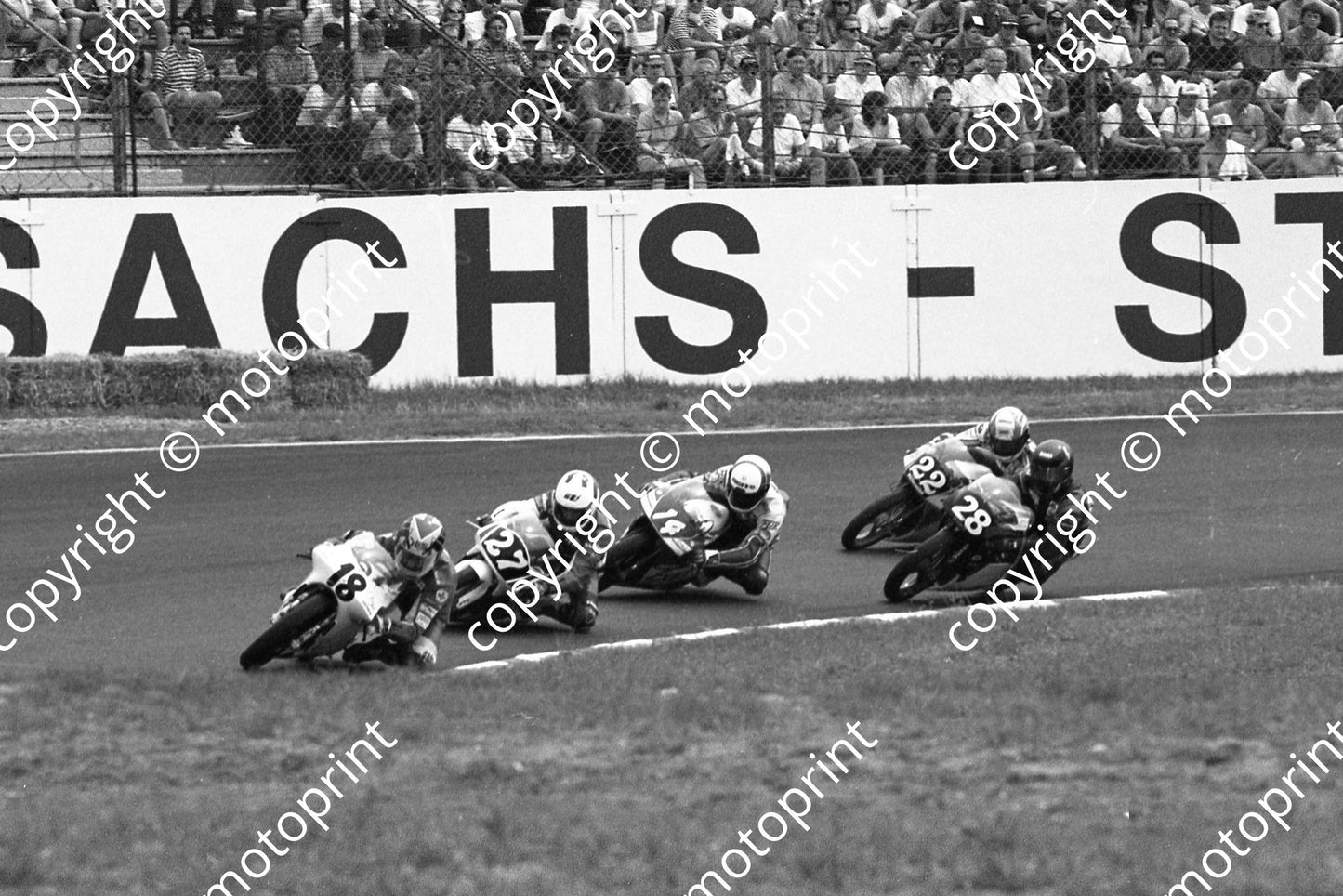 1992 Hockenheim German GP 125 18 Vitali Gazzaniga 27 Miralles Honda 14 Spaan Aprilia 28 Waibel Honda 22 Petrucianni Honda (Watling Photo)