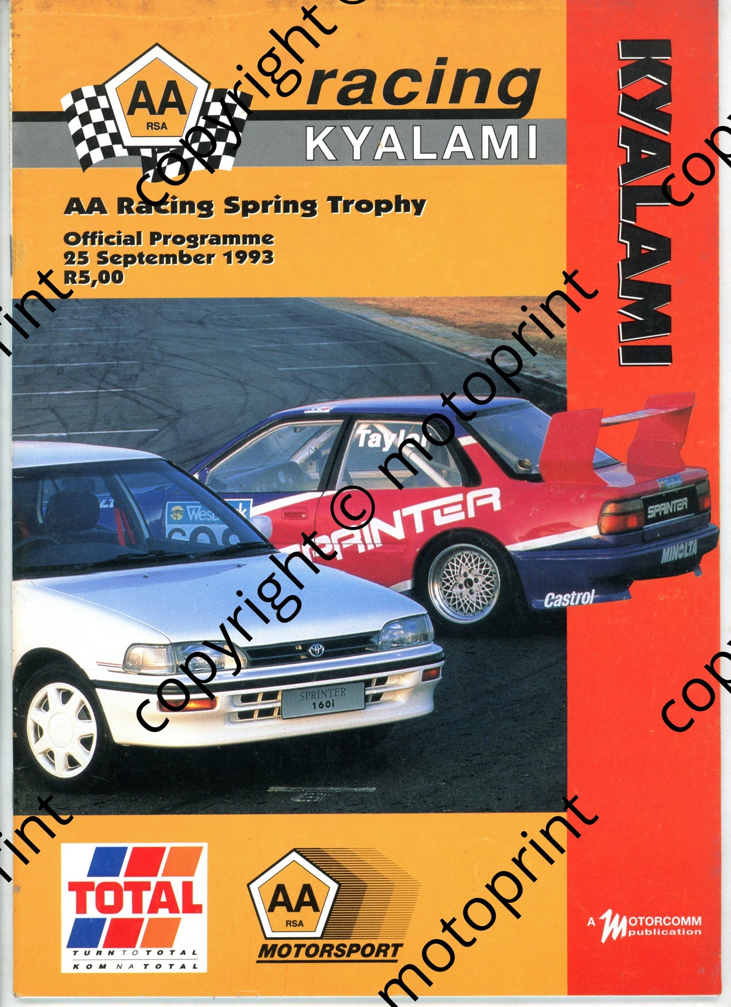 1993 Kya Sept Spring Trophy Cover, Satcars, Gp N, SBK, WEsbank mod, Gp N, GTi, 250 GP MC, article New era for Kyalami