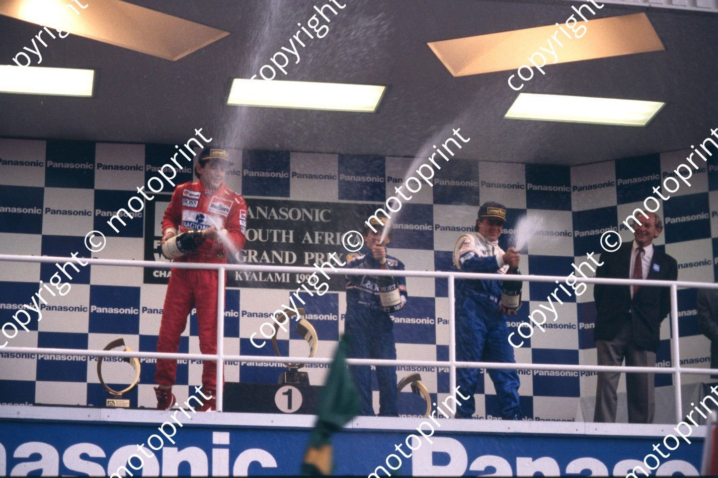 1993 SA GP podium Senna Prost Blundell (courtesy Roger Swan) (184a)
