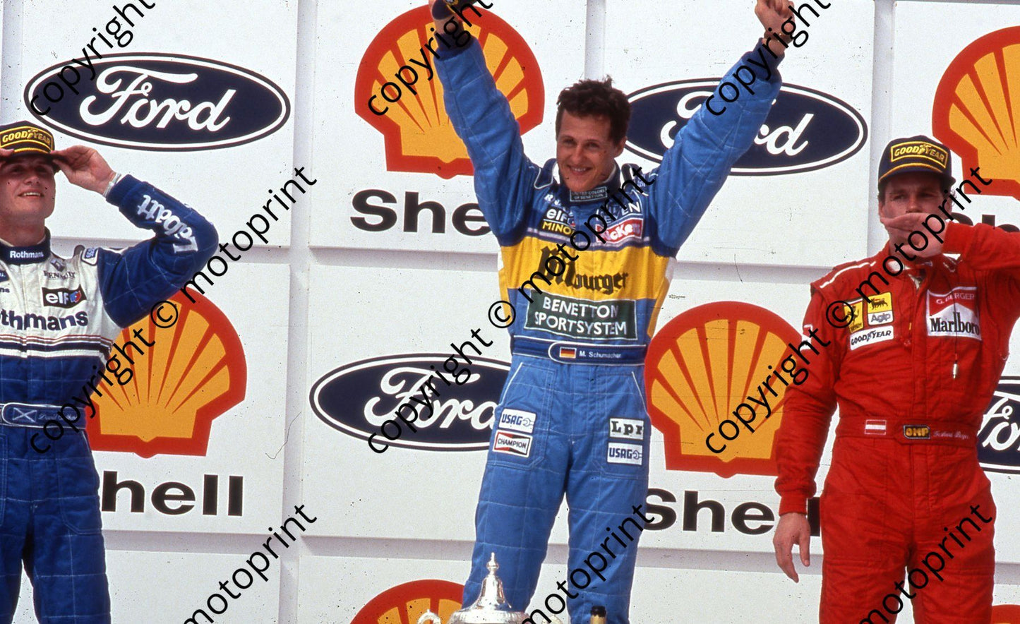 1995 Brazil GP podium Coulthard, Schumacher, Berger 007