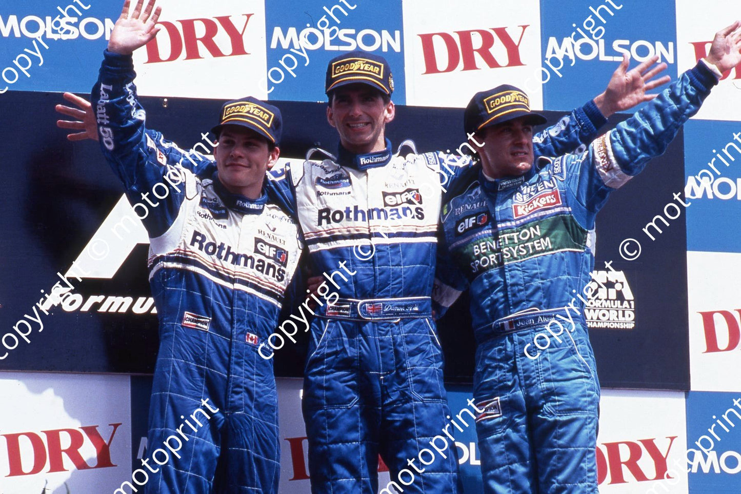 1996 Canadian GP podium Villeneuve, Hill, Alesi 072