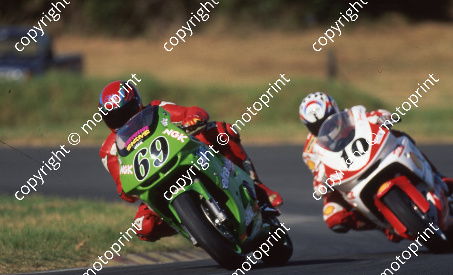 1996 EL MC 69 Dave Petersen Kawasaki ZX6R 10 Gavin Ramsay Yamaha YZF (Watling Photo) (2)
