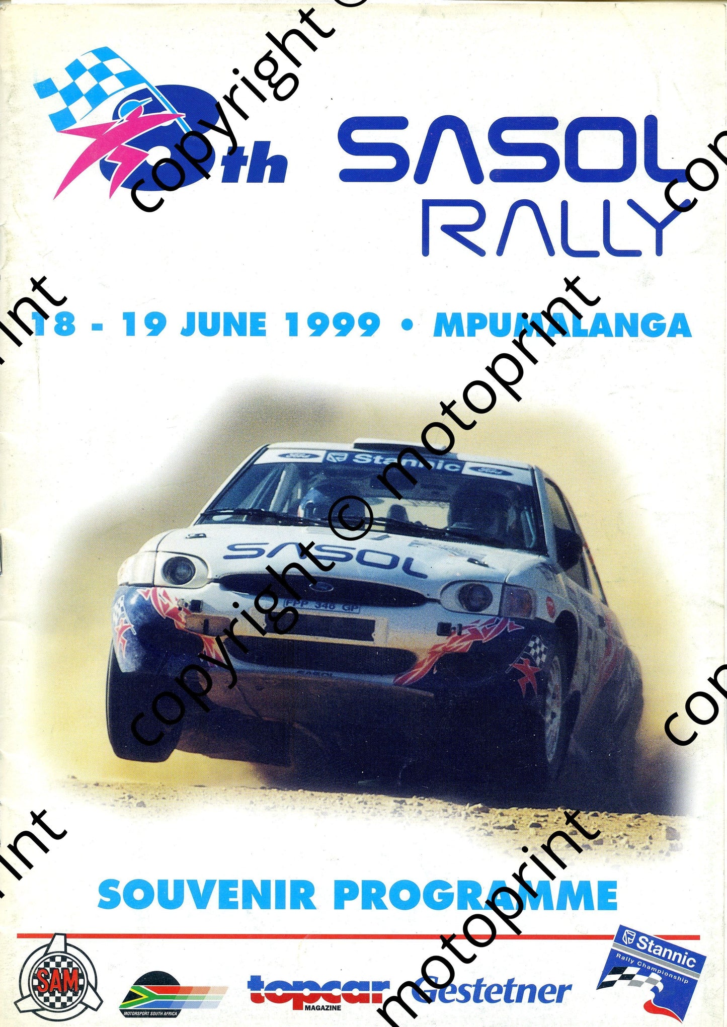 1999 June Sasol Rally 18-19 June Mpumulanga Cover, entry list, spl stage times, final results
