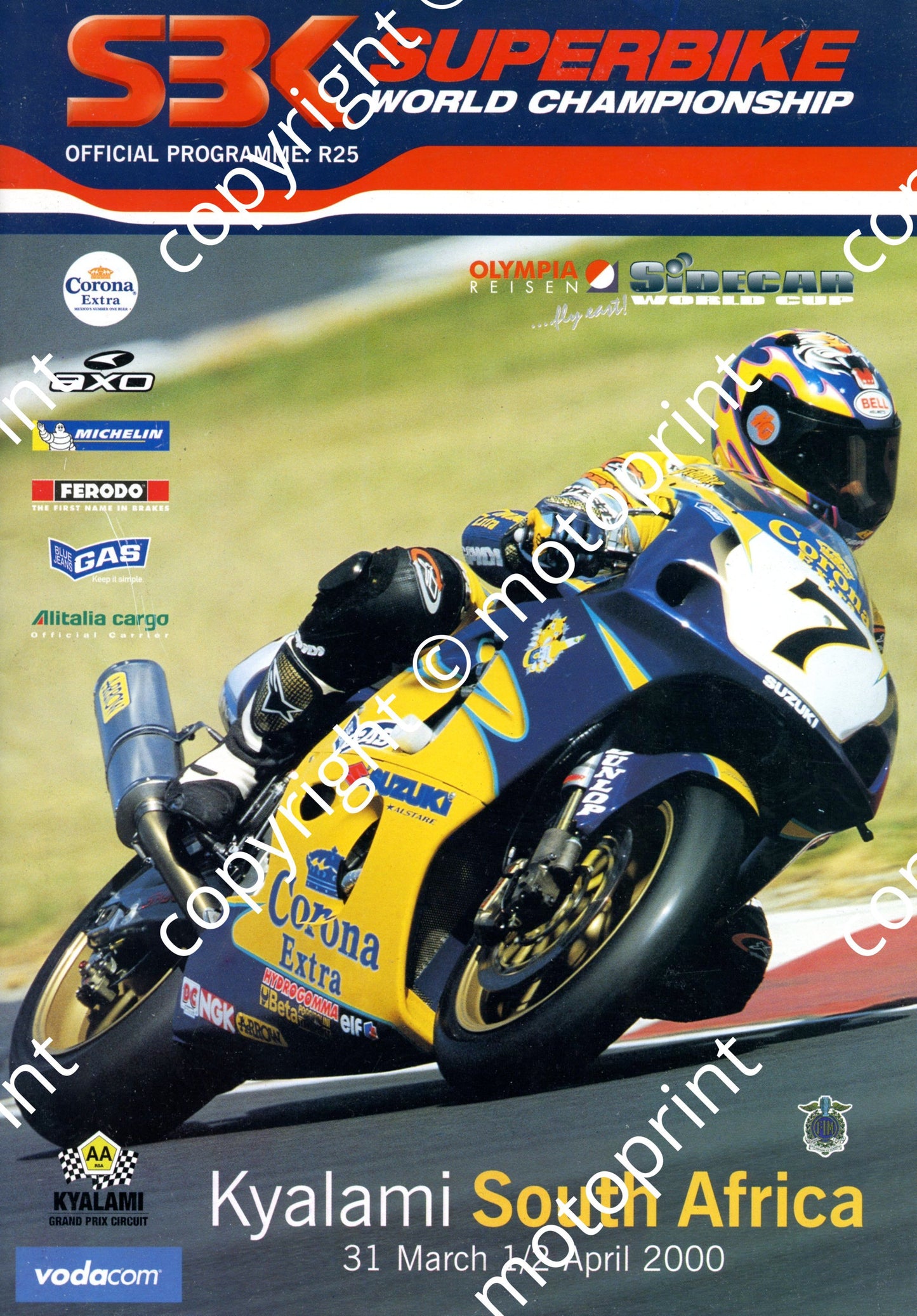 2000 SBK Kyalami; enrty list WSBK, sidecars; colour pics riders 001