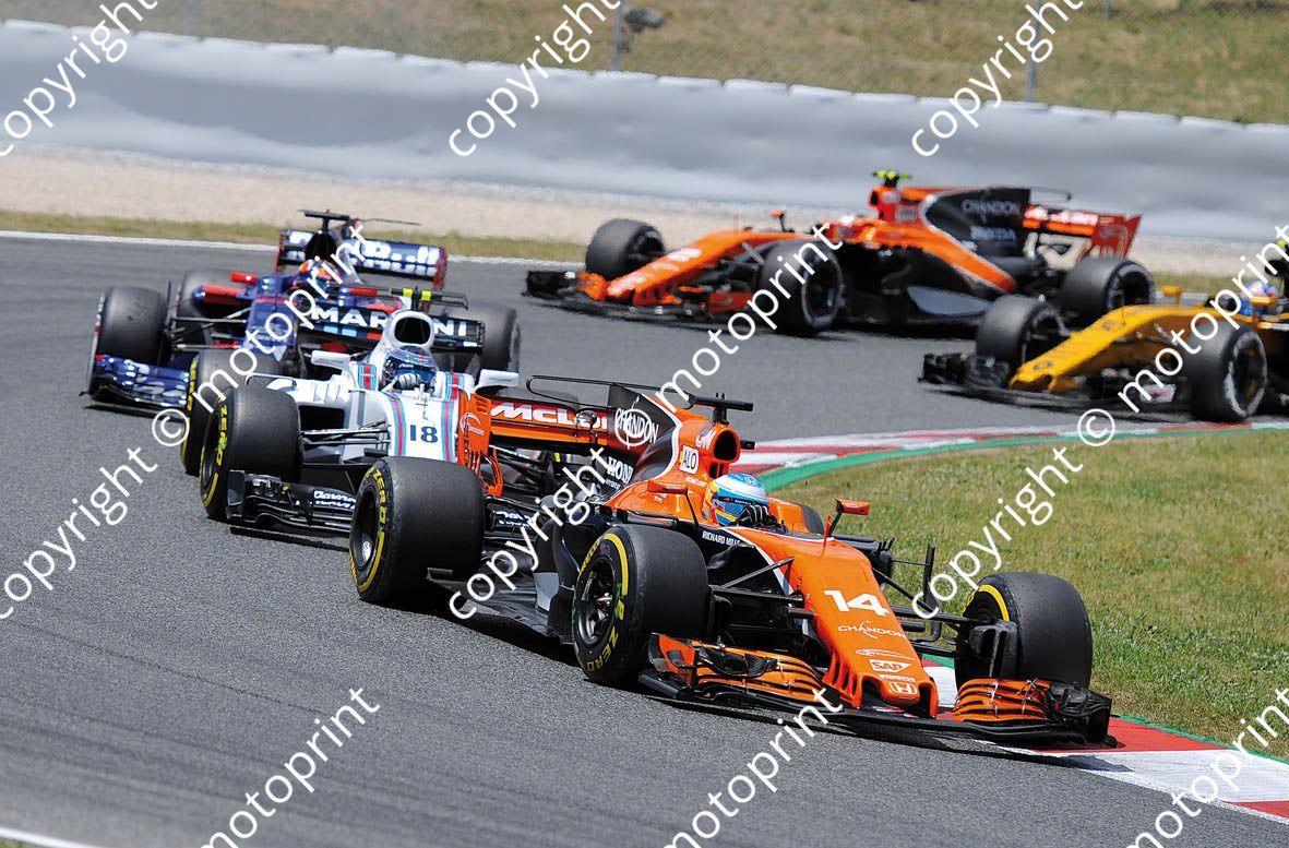 2017 Spanish GP 14 Alonso McLaren 18 Stroll Williams (courtesy Paolo D'Alessio) (119)