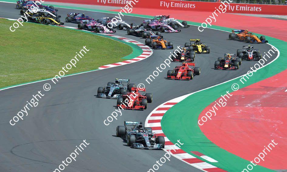 2018 Spanish 44 Hamilton 5 Vettel 77 Bottas 7 Raikkonen (recommended max print size A4 20x30 cm)