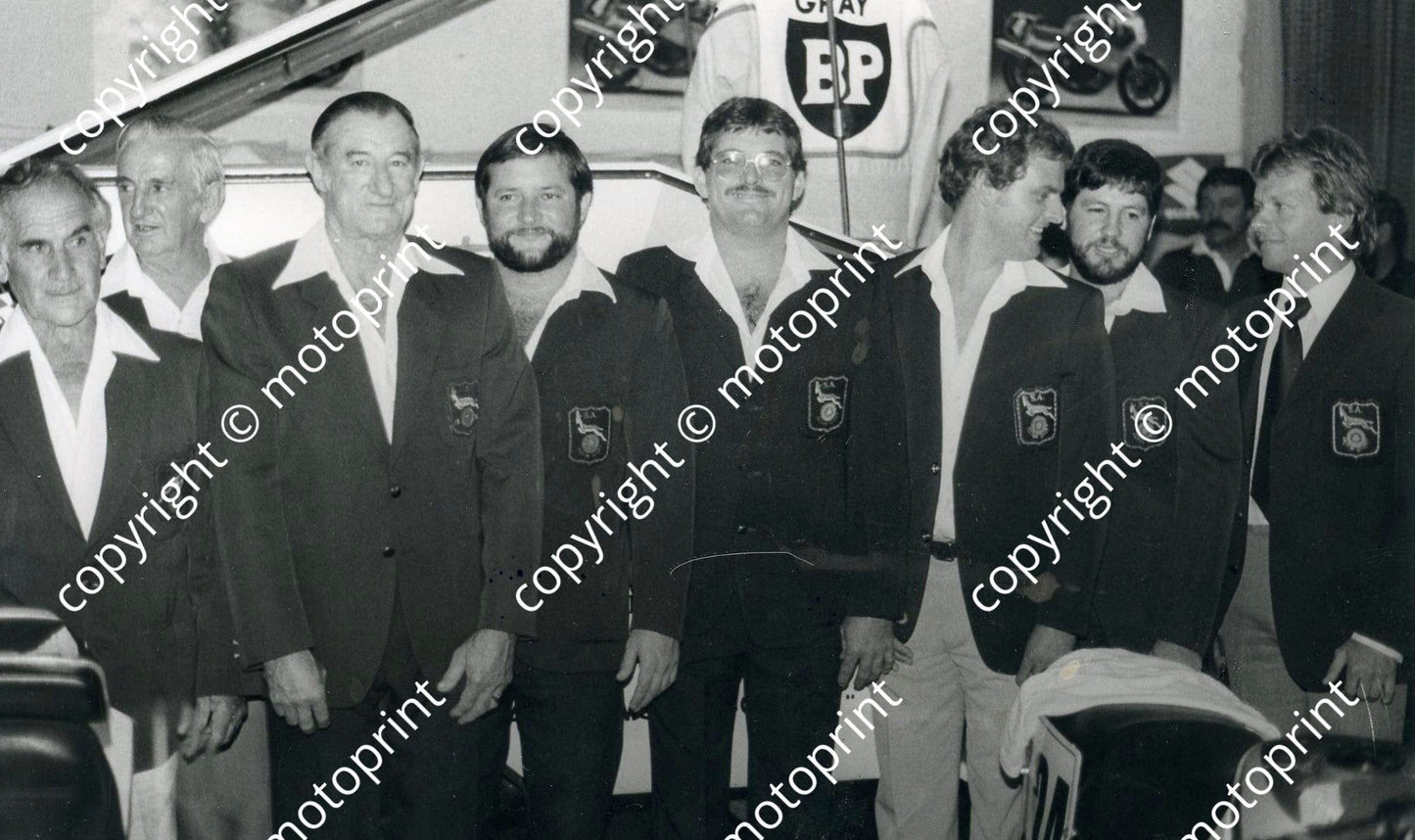 MC 1986 BP Suzuki launch Bep Castellani, L Zeeman, C Randall, Les van Breda, R Gray, P Labuschagne, D Petersen031