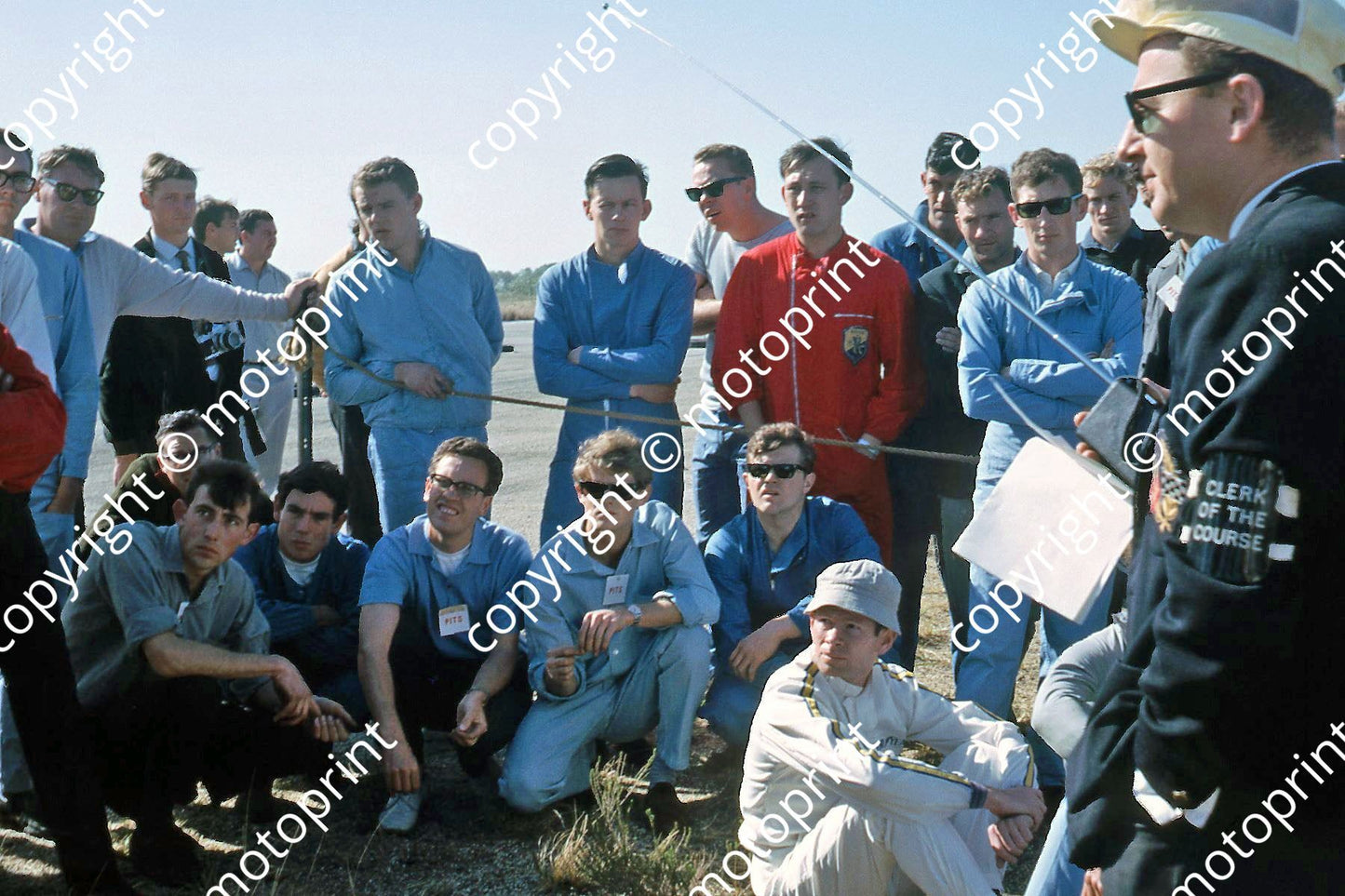 P D Pearson sitting drivers meeting C of C Bob Stefan