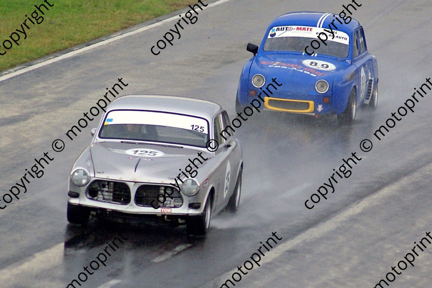 SL Pre-66 Legends 1st lap wet Poulter Copping DSC00231