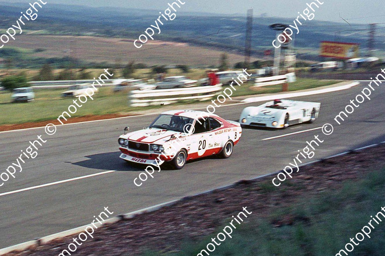 SL (thanks Stuart Falconer) a 304 1972 9hr Burford Giovannoni Mazda; Heavens Tunmer Chevron B21 cropped