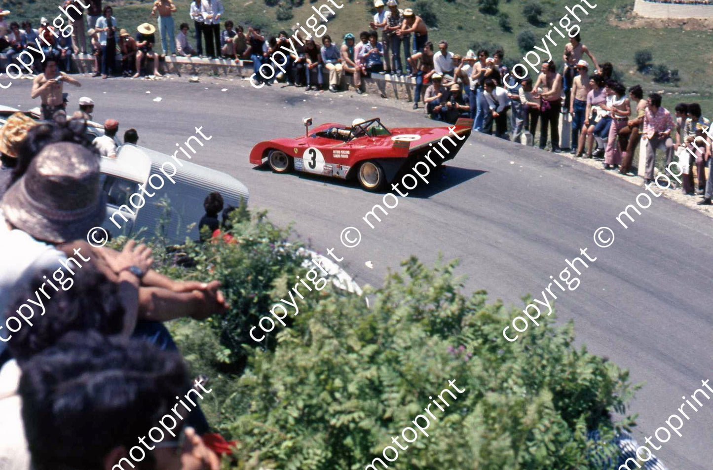 SP Munari Merzario winning Ferrari 312PB into our hairpin