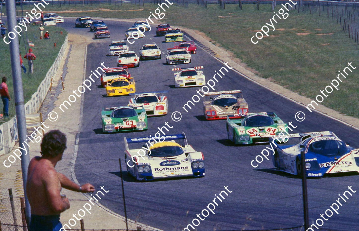 SP (thanks to Stuart Falconer) a 903 1983 Castrol 1000 rolling start Porsche Rothmans Holbert Schuppan_ #64 Giannini Alba Finotto Facetti_ #63 Faraci Vanoli d_Acco