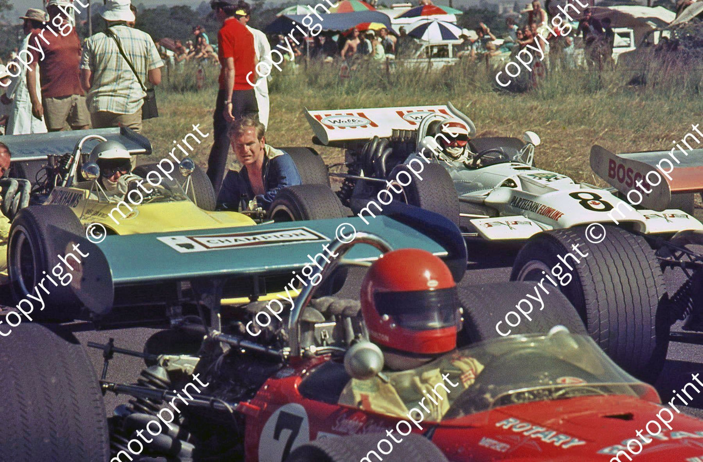 SS 1970 (thanks Colin Camp) Hesketh grid Dave Charlton Lotus 49_ Jackie PretoriusSurtees TS5_ John McNicol Lola T190
