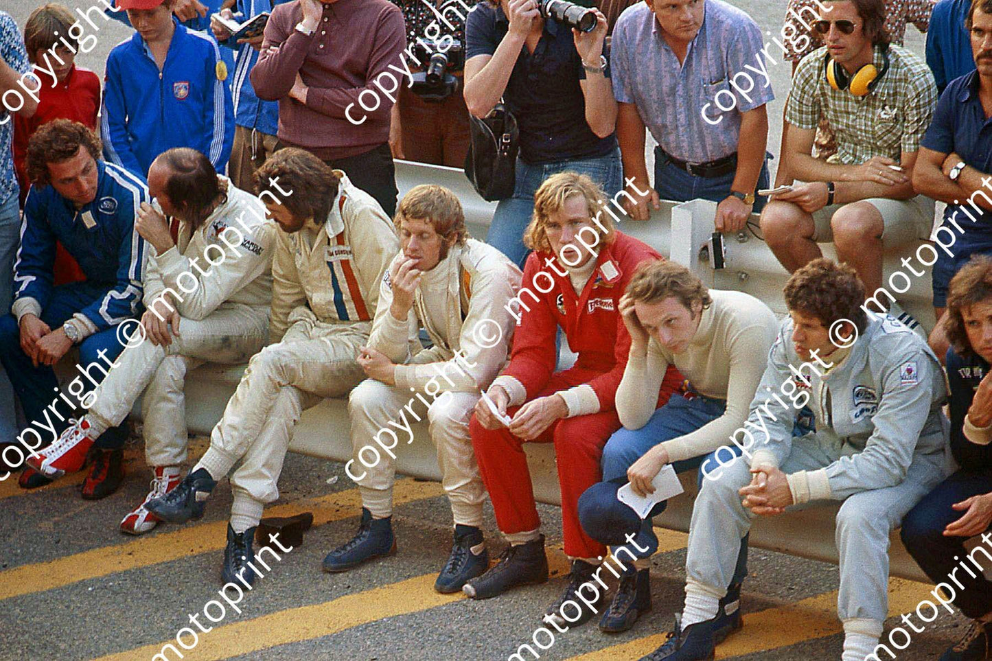 SS Drivers meeting 3 Scheckter, Lauda, Hunt plus