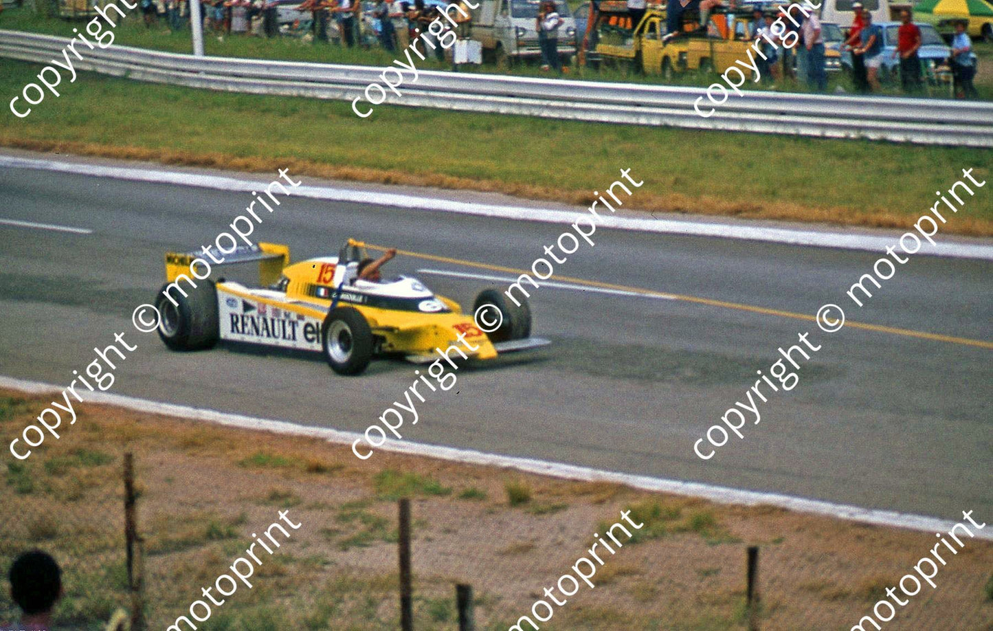 SS (thanks Stuart Falconer) a 736 1980 SA GP Renault RE23 Jabouille on tow rope