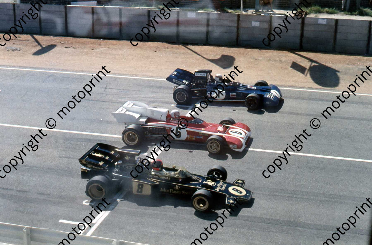 SS front row start, Fittipaldi, Regazzoni, Stewart
