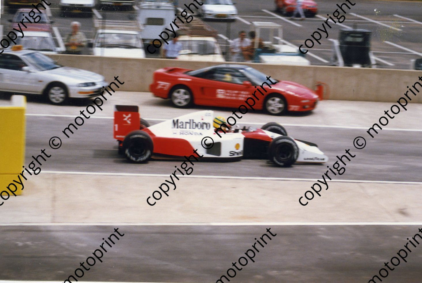 Senna leaving pits MP4 6b